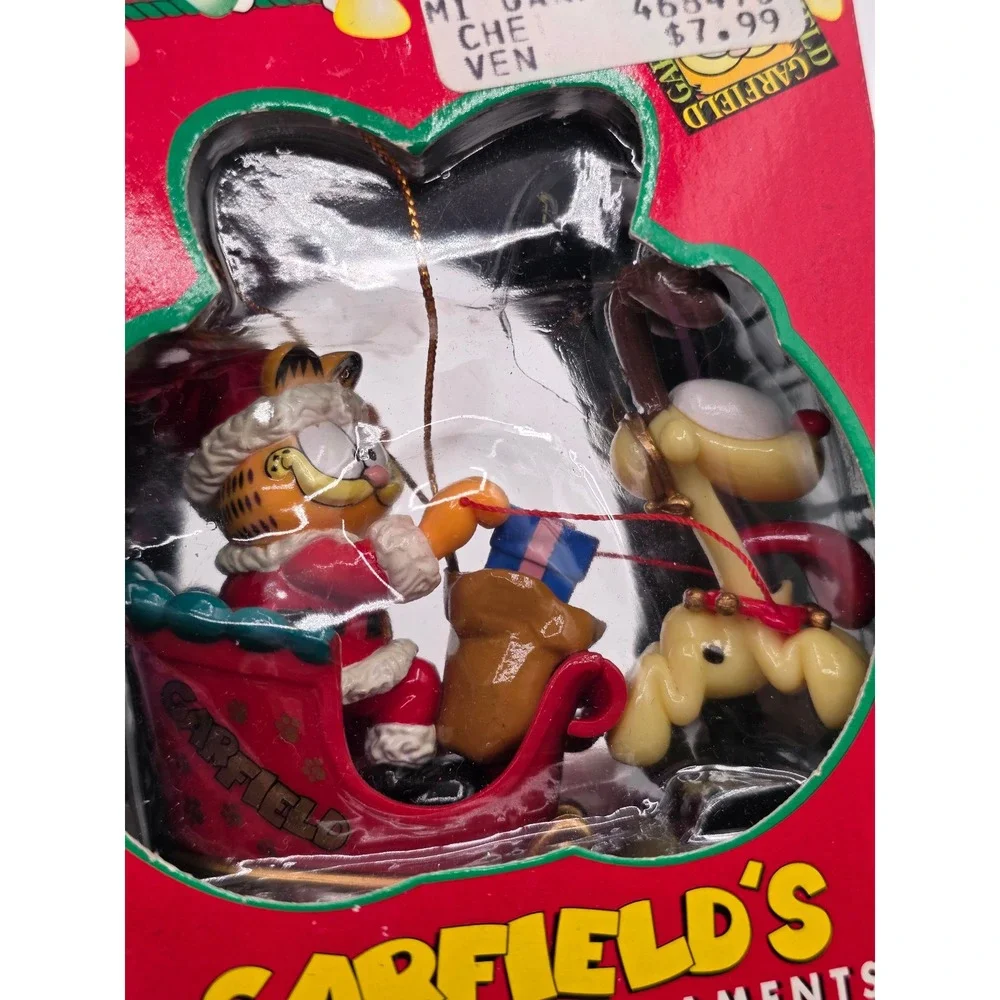 Vintage 1996 Garfield Santa Sleigh Odie Christmas Ornament Trim-A-Tree